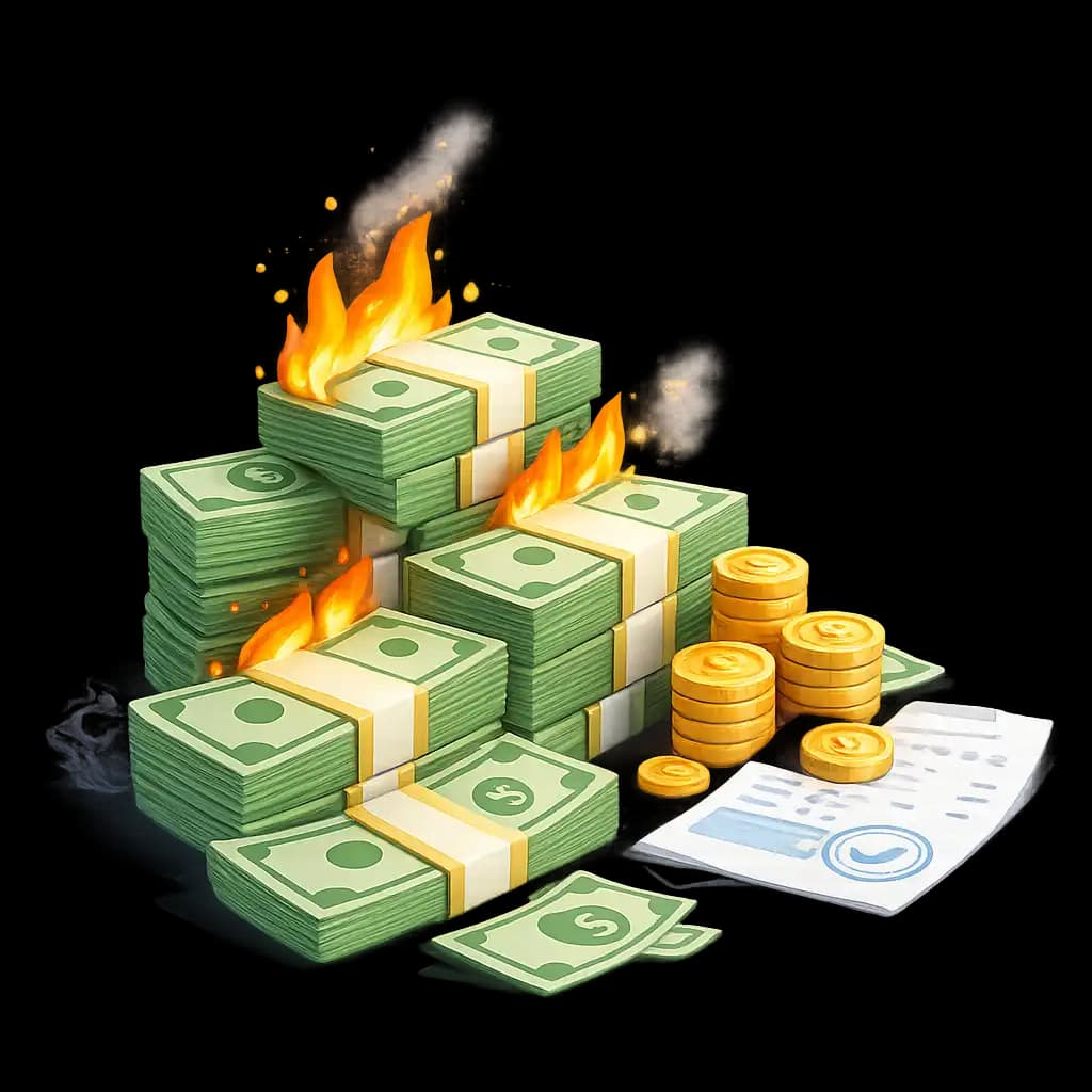 Burning money with declining chart